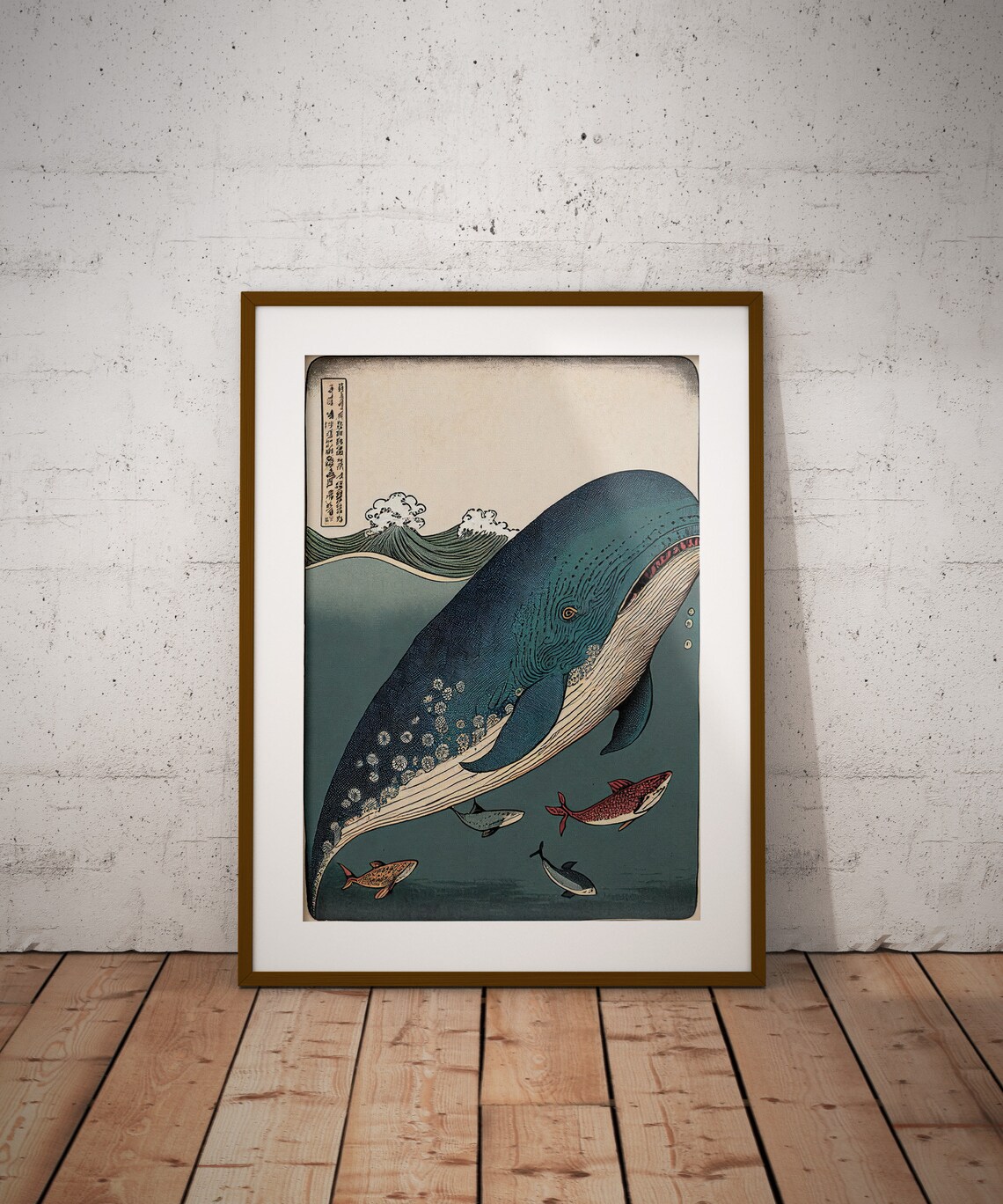 Whale And Fish Ukiyo-E Art Print - Image 2