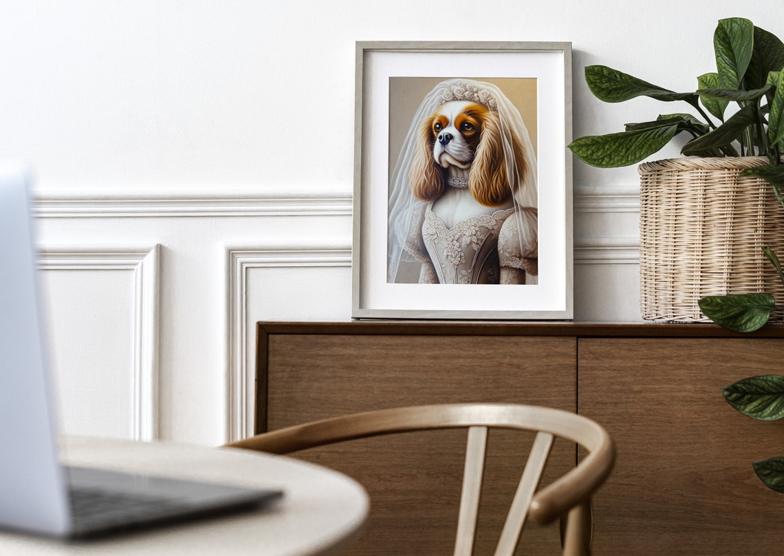 Cavalier King Charles Spaniel Bride in a Lace Corset Wedding Poster - Image 3
