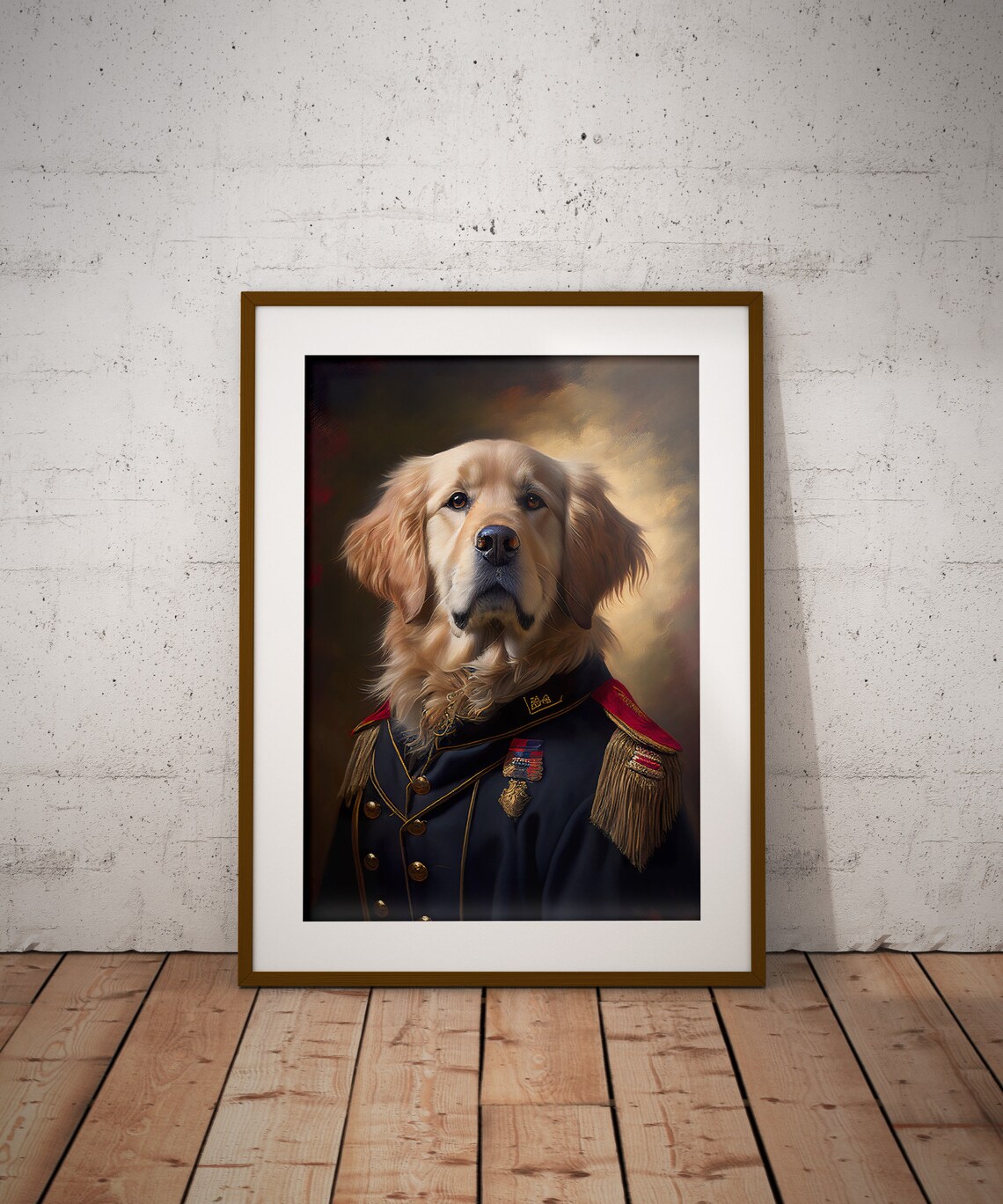Golden Retriever in Military Uniform Art Print - Image 3