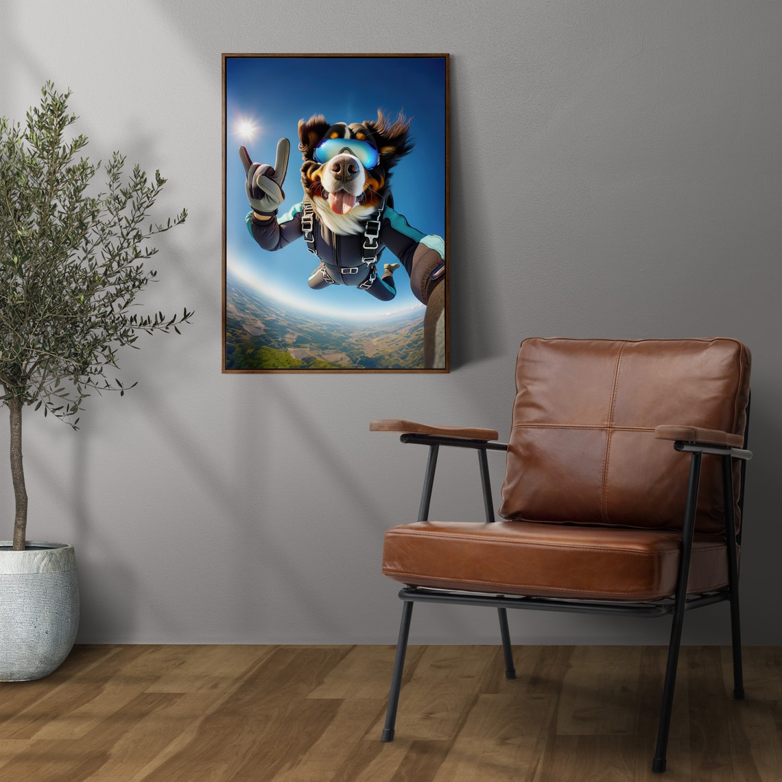 Bernese Mountain Dog Skydiving In Goggles Freefall Adventure Poster - Image 3