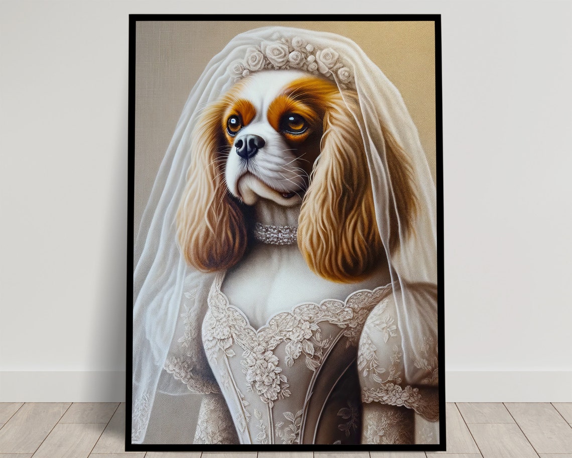 Cavalier King Charles Spaniel Bride in a Lace Corset Wedding Poster