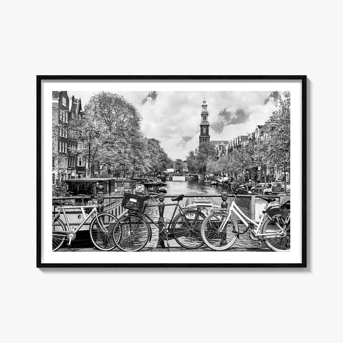 Amsterdam Black And White Travel Poster, Photo Print