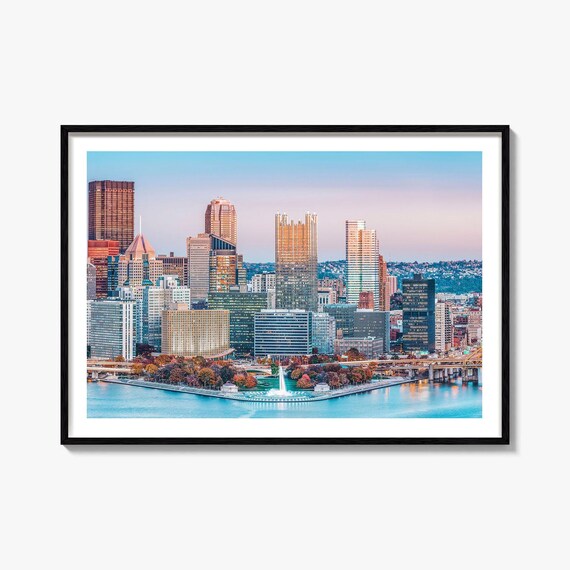 Pittsburgh Downtown Skyline Point State Park Fountain Dusk Poster