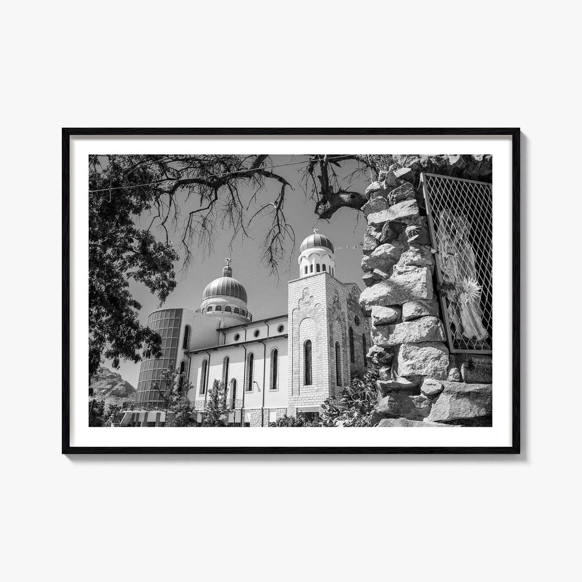 Eritrea Historic Domed Church Black And White Architecture Poster