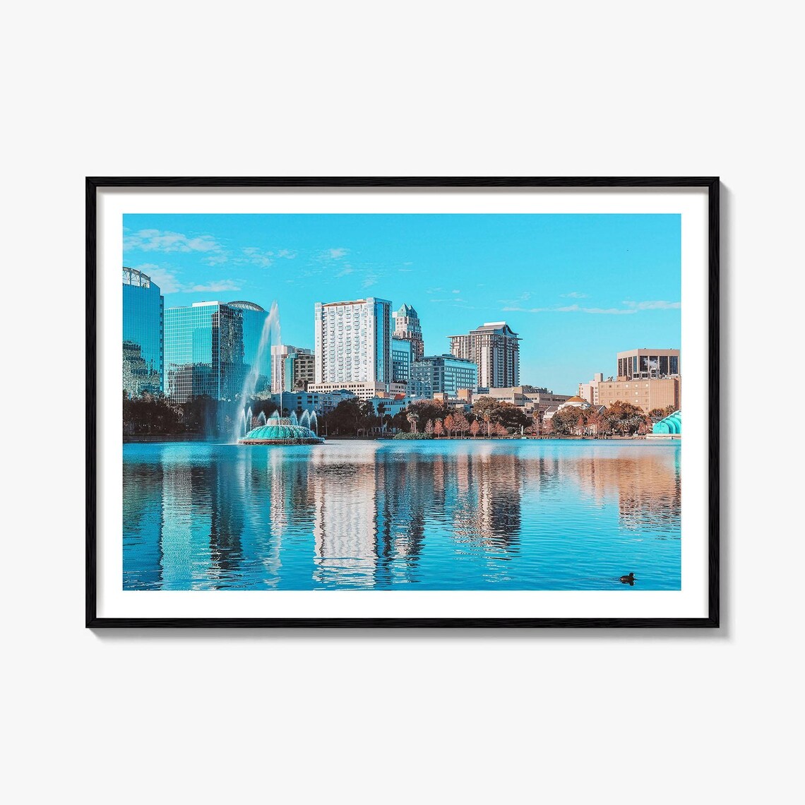 Orlando Florida Lake Eola Fountain Skyline Photography Poster