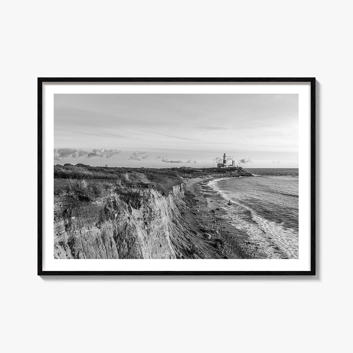 Montauk Black and White Travel Map Art Print