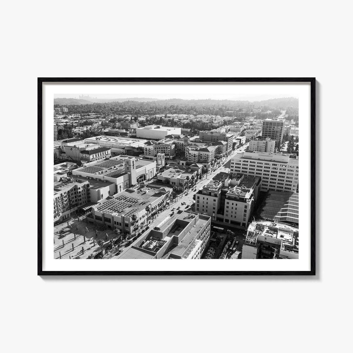 Pasadena Black And White Downtown Aerial City Skyline Poster