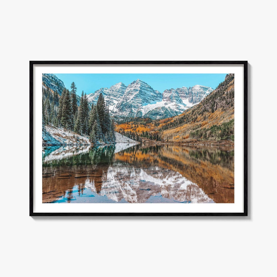 Colorado Maroon Bells Perfect Lake Reflection Autumn Peaks Poster