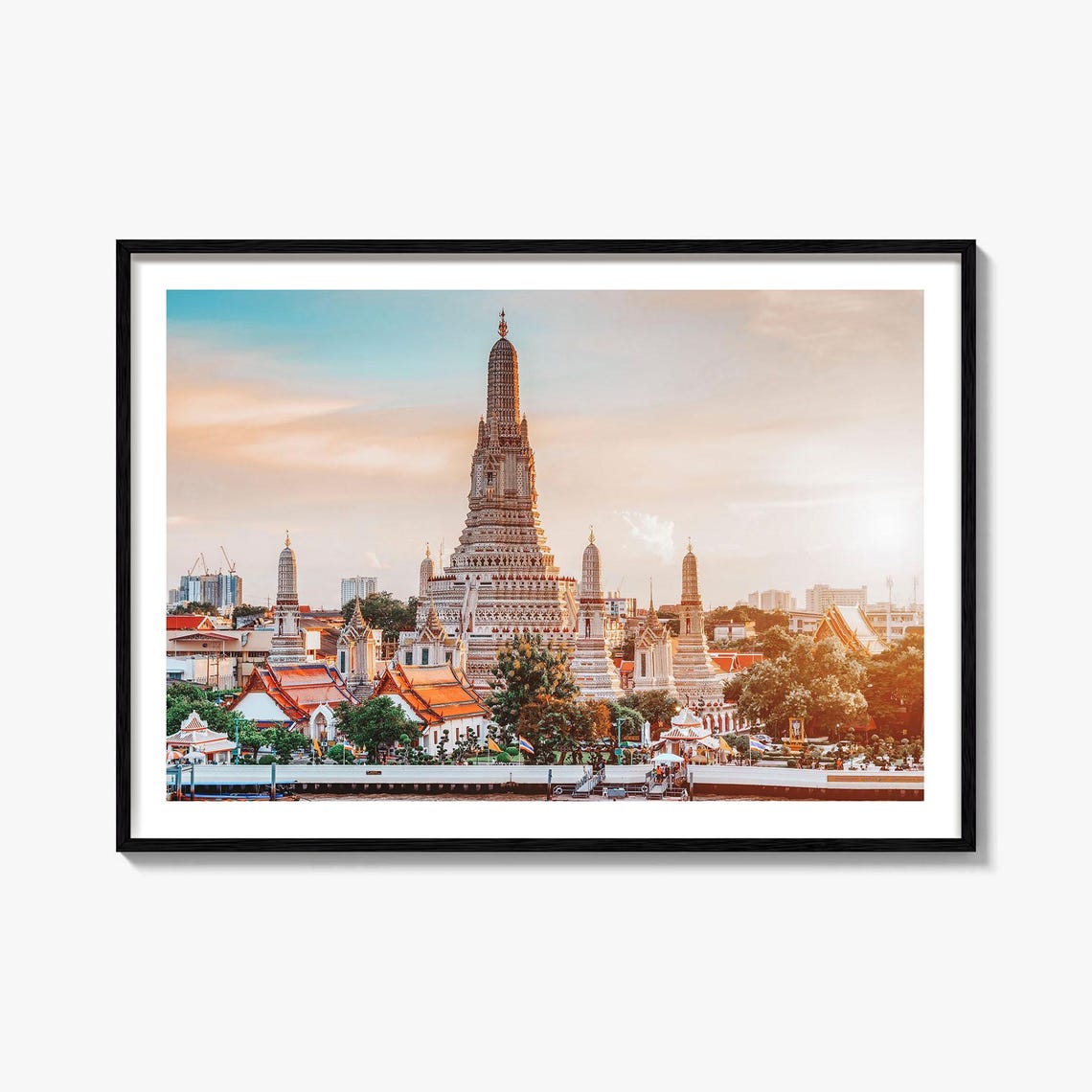 Wat Arun Bangkok Temple of Dawn Sunset Thailand Landmark Poster