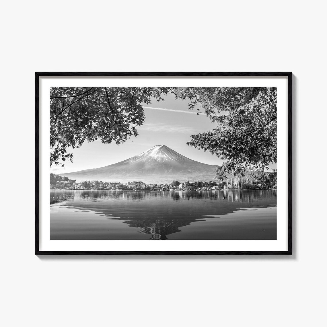 Japan Black and White Travel Map Art Print