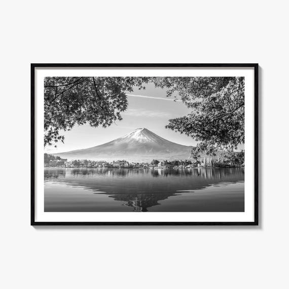 Japan Black and White Travel Map Art Print