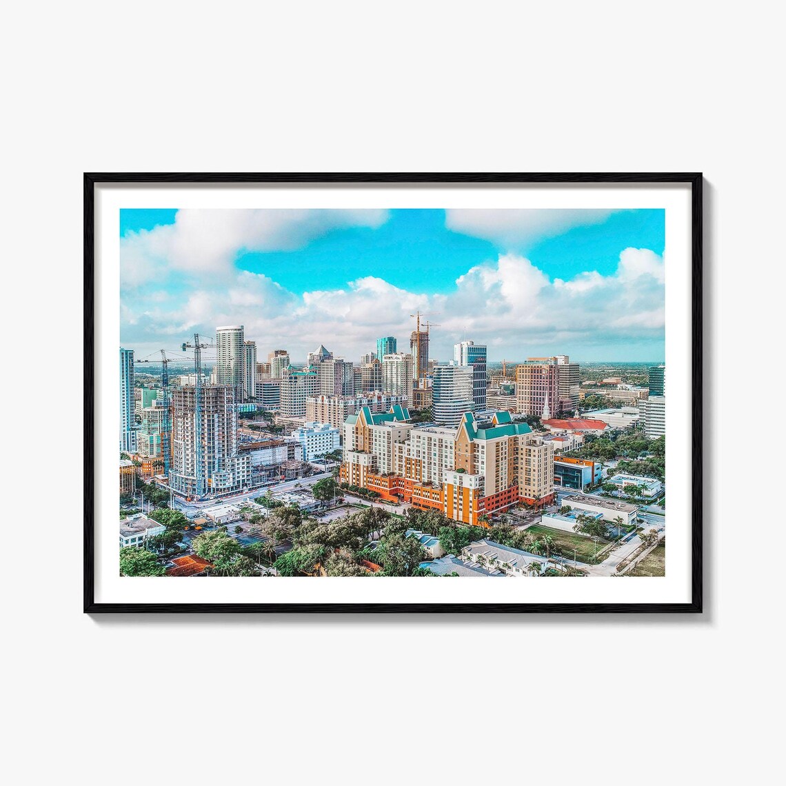 Fort Lauderdale Florida Skyline Aerial Cityscape Color Photo Poster