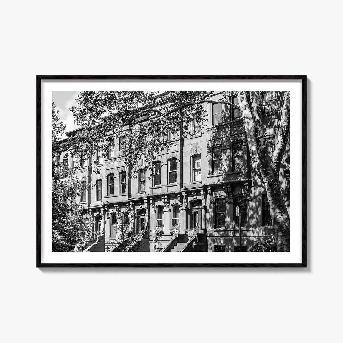 Park Slope Brownstone Buildings Black White Brooklyn Photo Poster