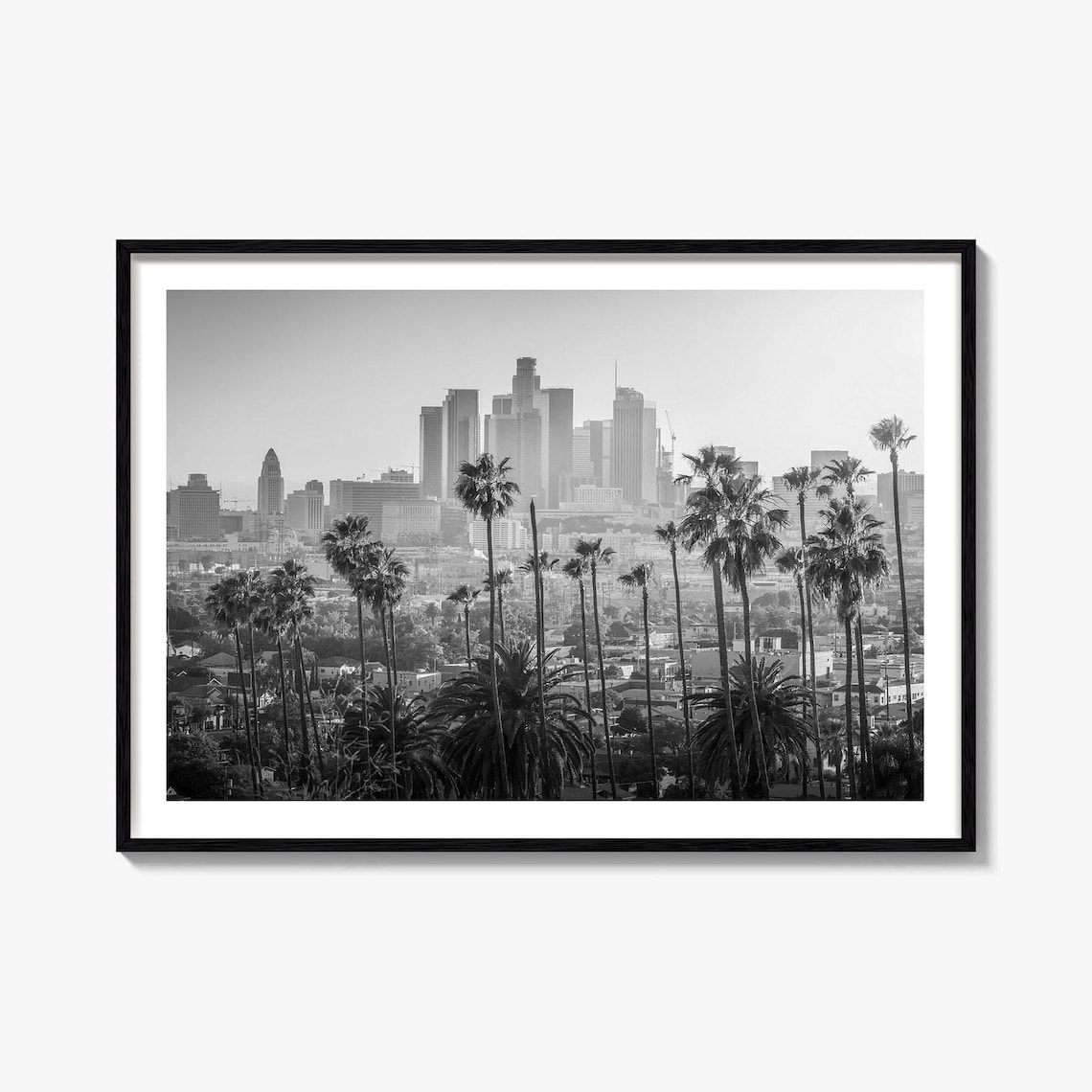 Los Angeles Black And White Travel Map Art Print