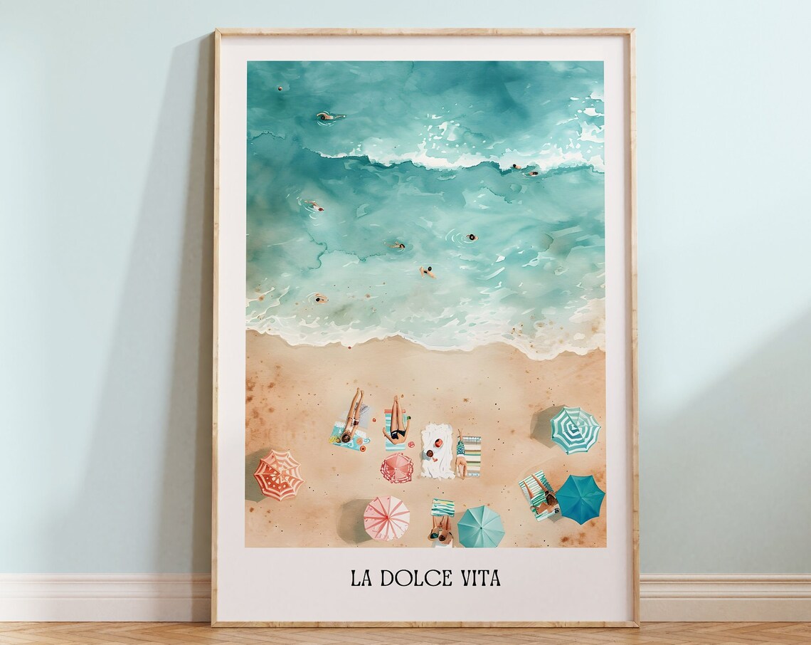 Coastal Aerial Beach Poster, Surf Wall Art