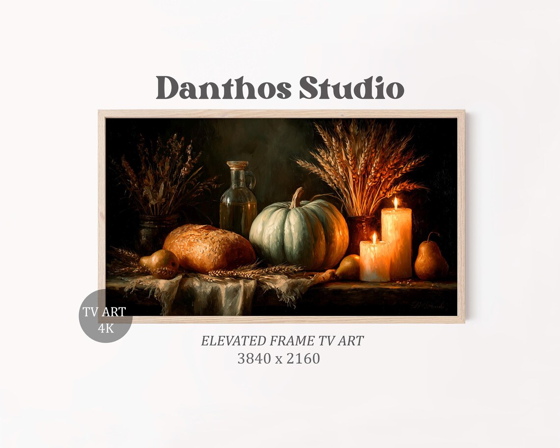 Sage Green Pumpkin Frame Tv Art Farmhouse Autumn Still Life