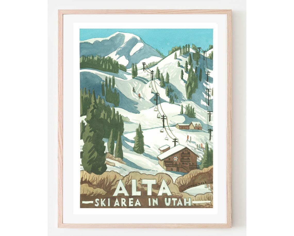 Alta Vintage Travel Poster, Utah Ski Resort Art Print