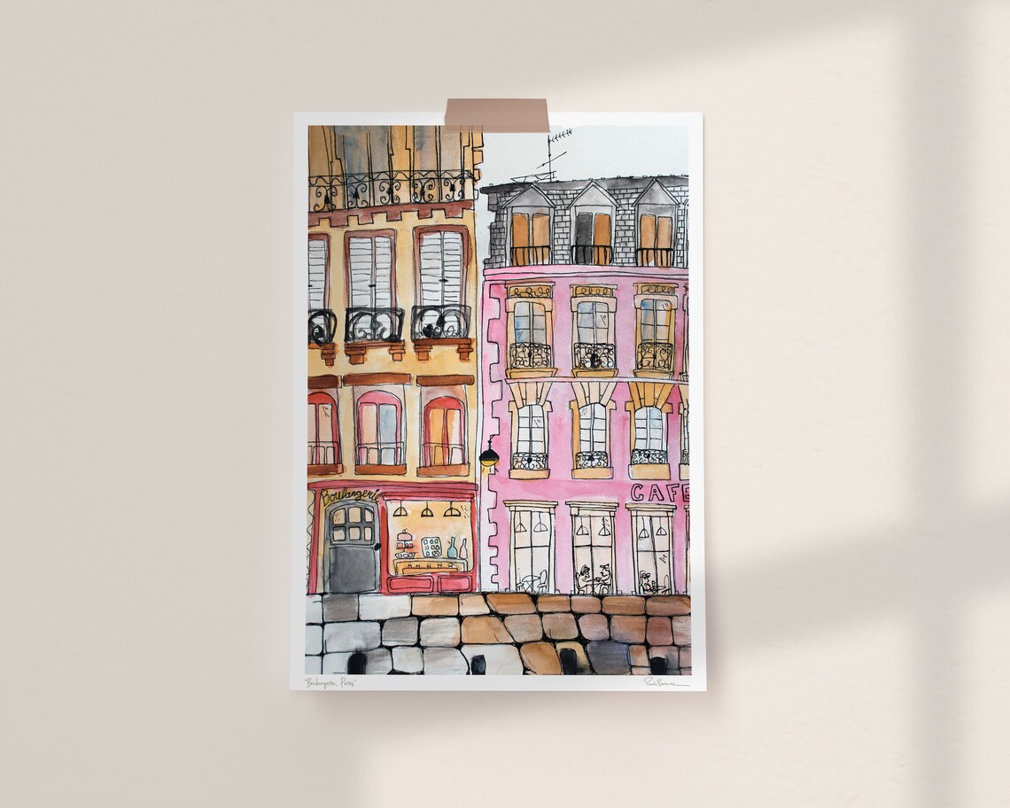Boulangerie Paris Watercolor Art Print, Kitchen Decor - Image 3