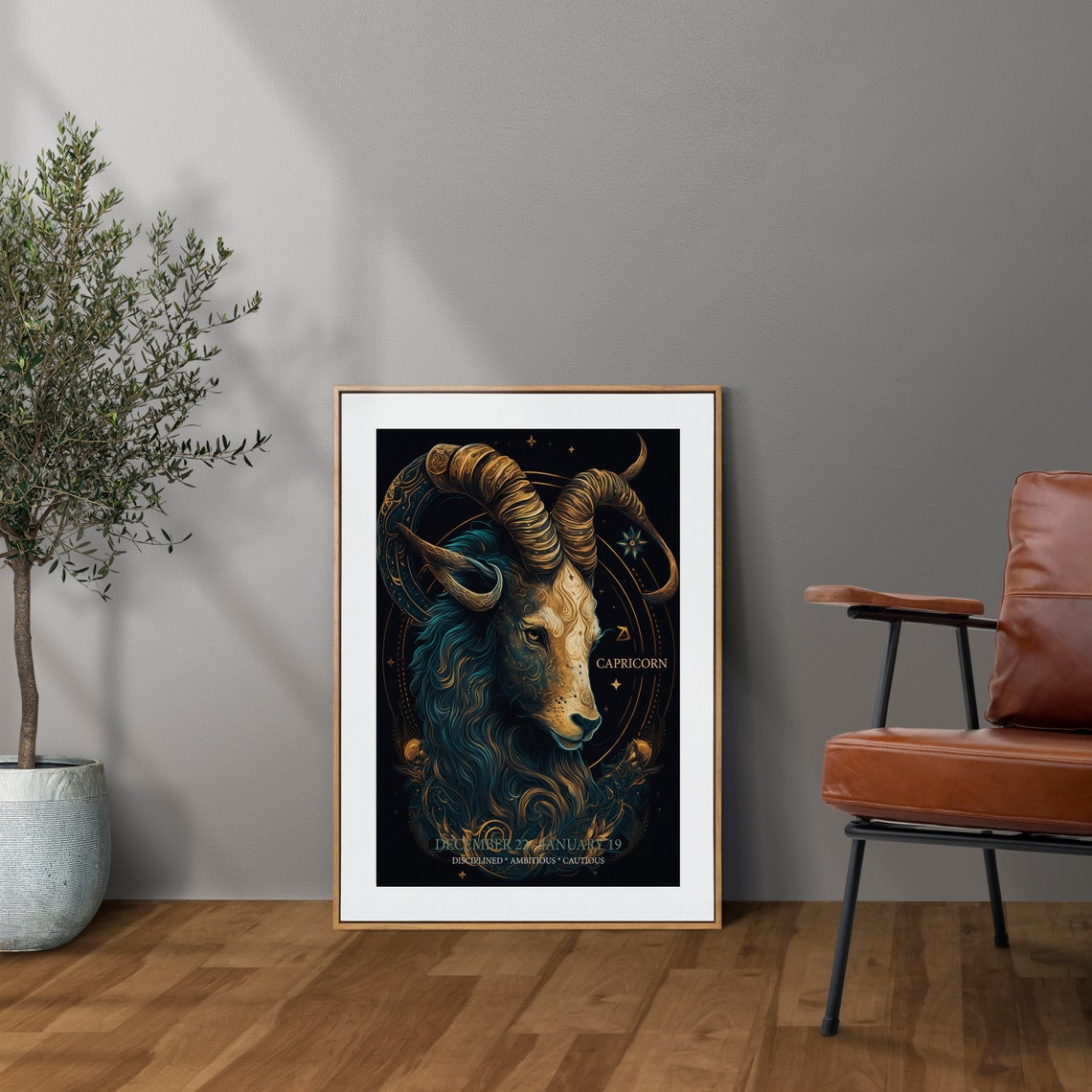 Capricorn Zodiac Goat Gold Celestial Astrology Star Sign Poster - Image 7