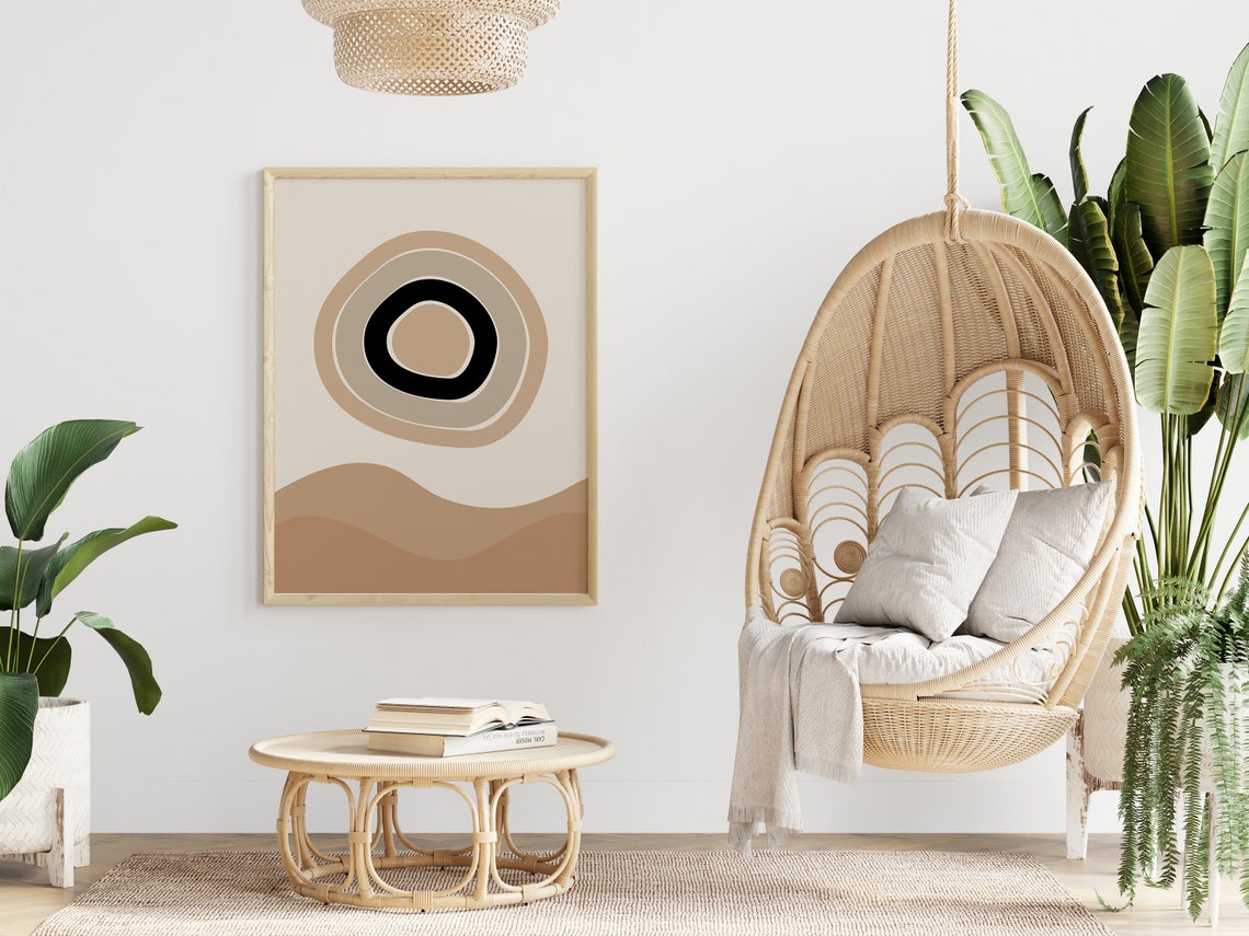 Abstract Modern Wall Art Print Boho Style Poster Boho Colour Print Boho Decor Beige Black Print Eclectic Prints - Image 3