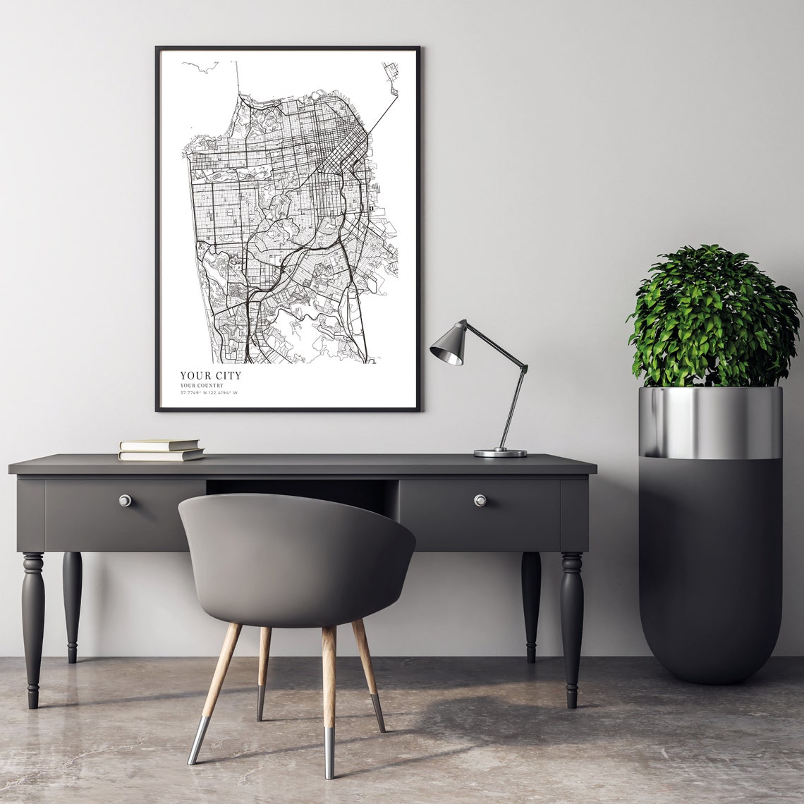 Custom City Map Poster Minimalist Black White Personalized Map Gift - Image 5