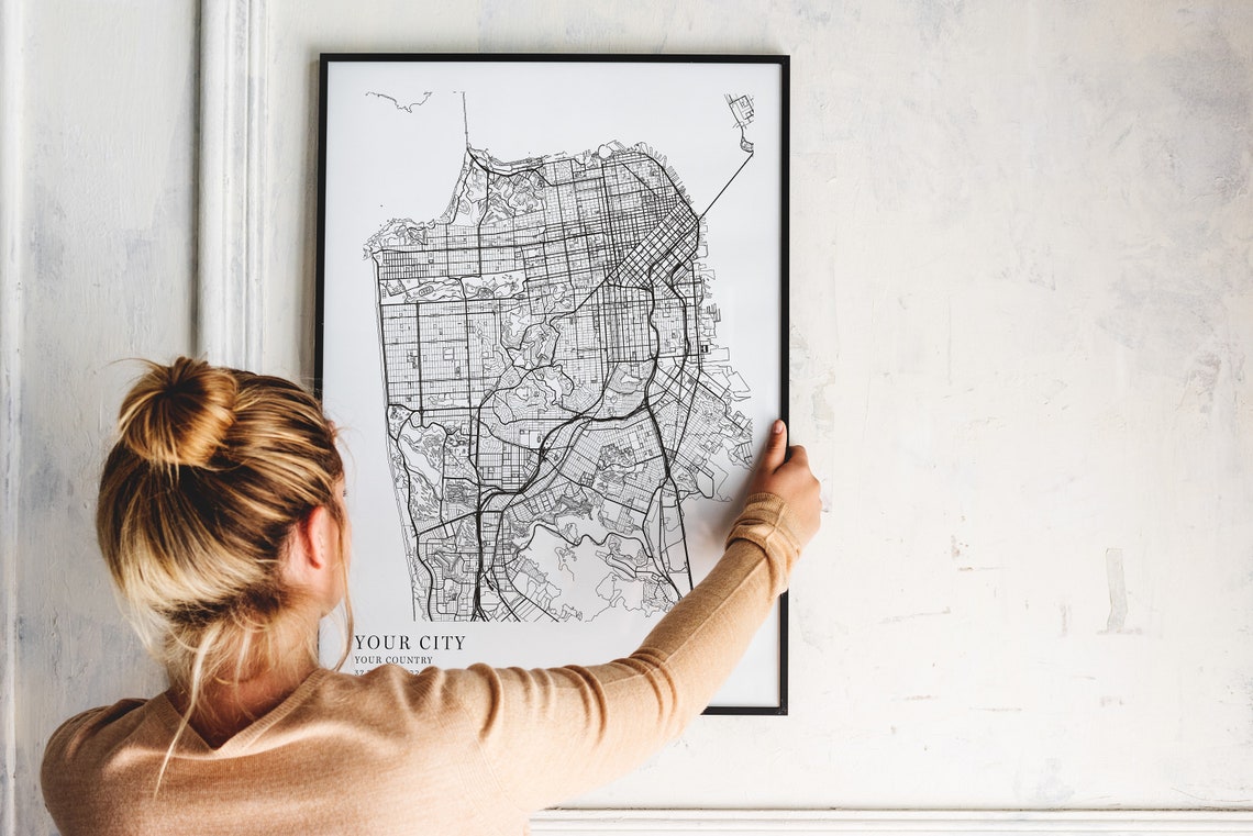 Custom City Map Poster Minimalist Black White Personalized Map Gift - Image 7