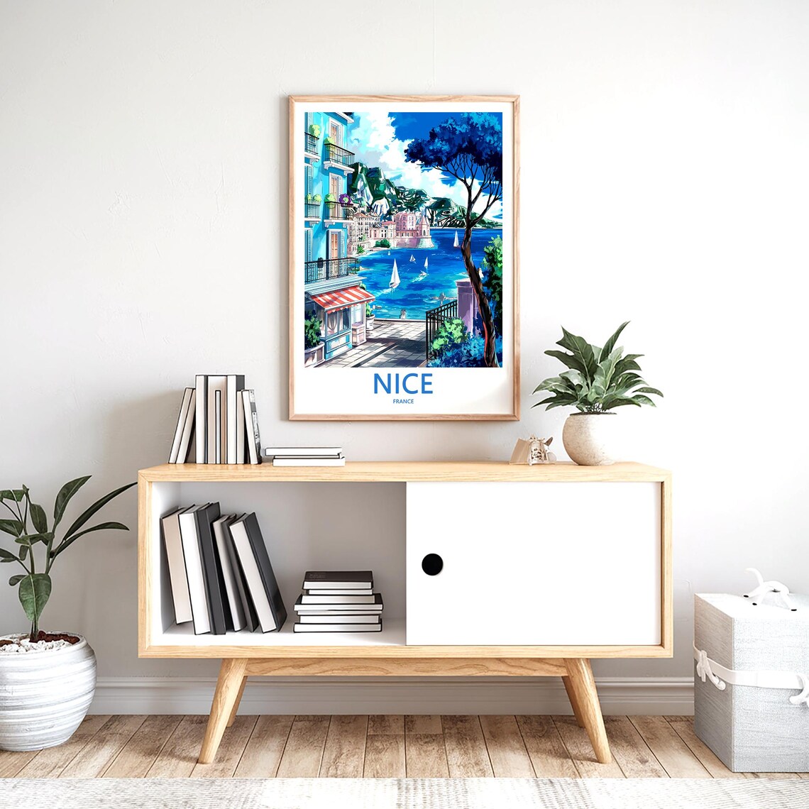 Nice France Harbor Blue Balconies Sailboats Travel Art Poster - Image 2