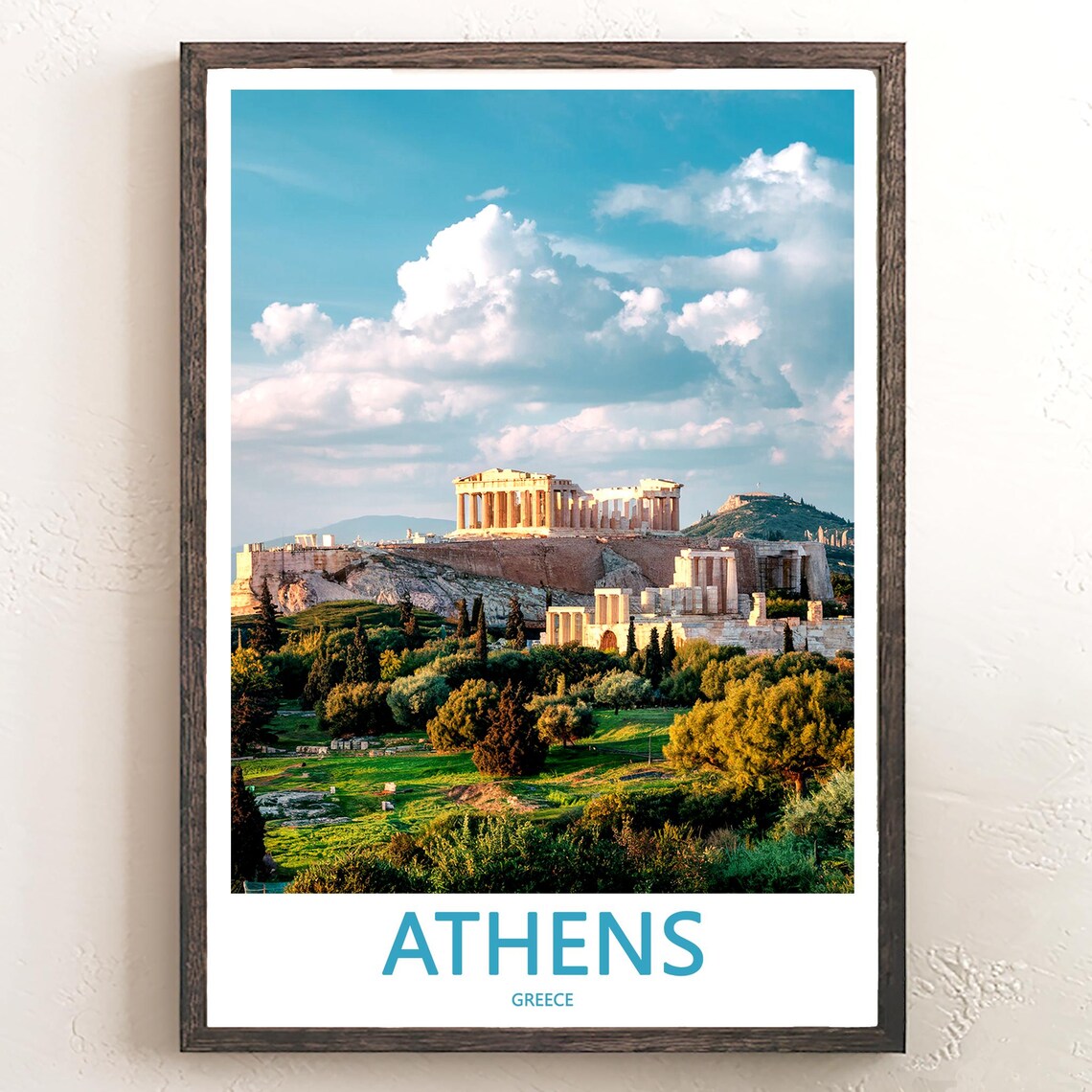 Athens Acropolis Propylaea Lush Green Hillside View Photo Poster