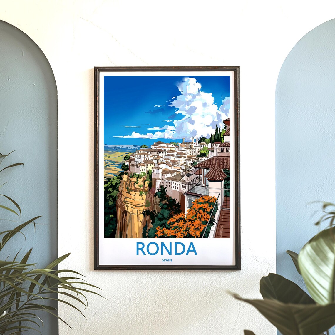 Ronda El Tajo Gorge Cliffs with Flower Terrace Travel Poster - Image 3