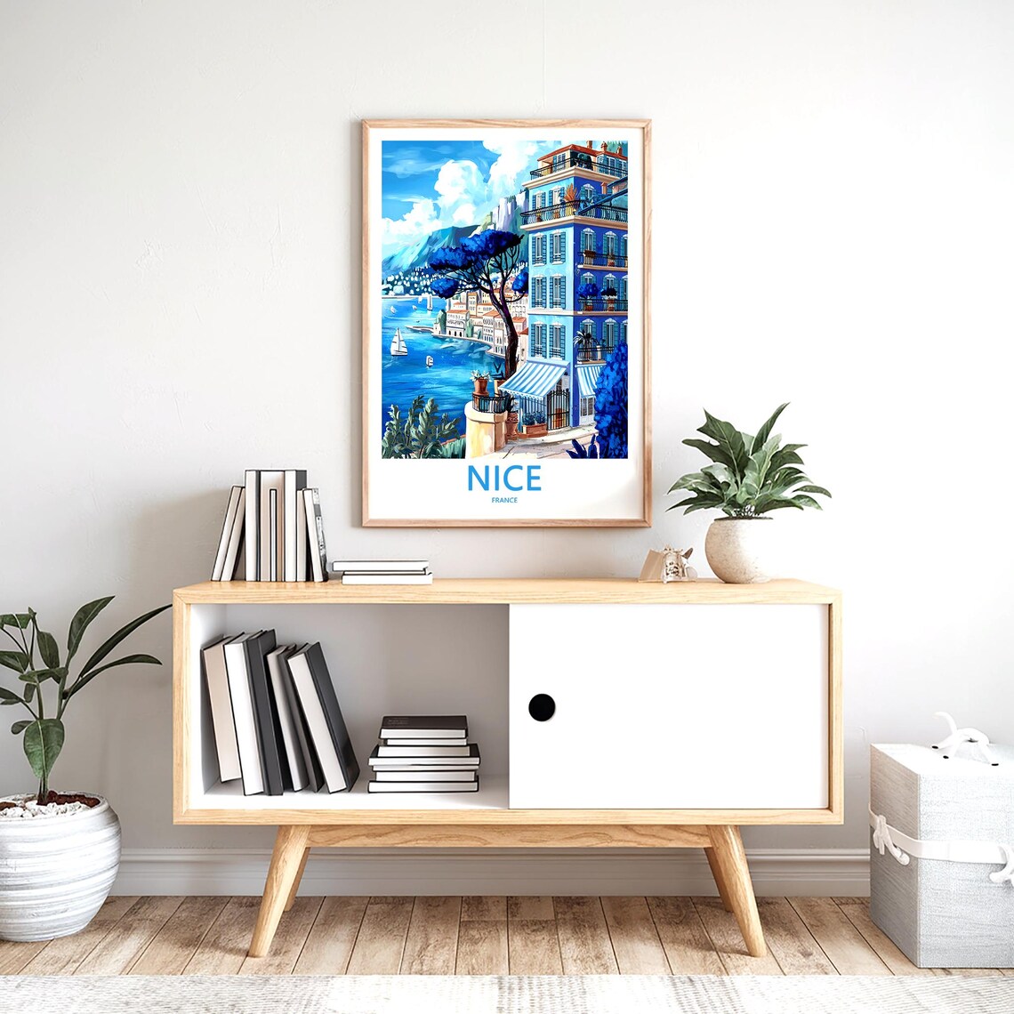 Nice France Blue Building Bay View Sailboats Travel Art Poster - Image 2