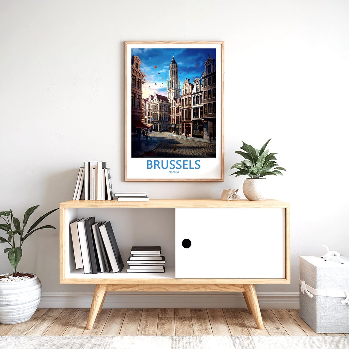 Brussels Guild Houses Evening Tower Autumn Leaves Art Poster - Image 2