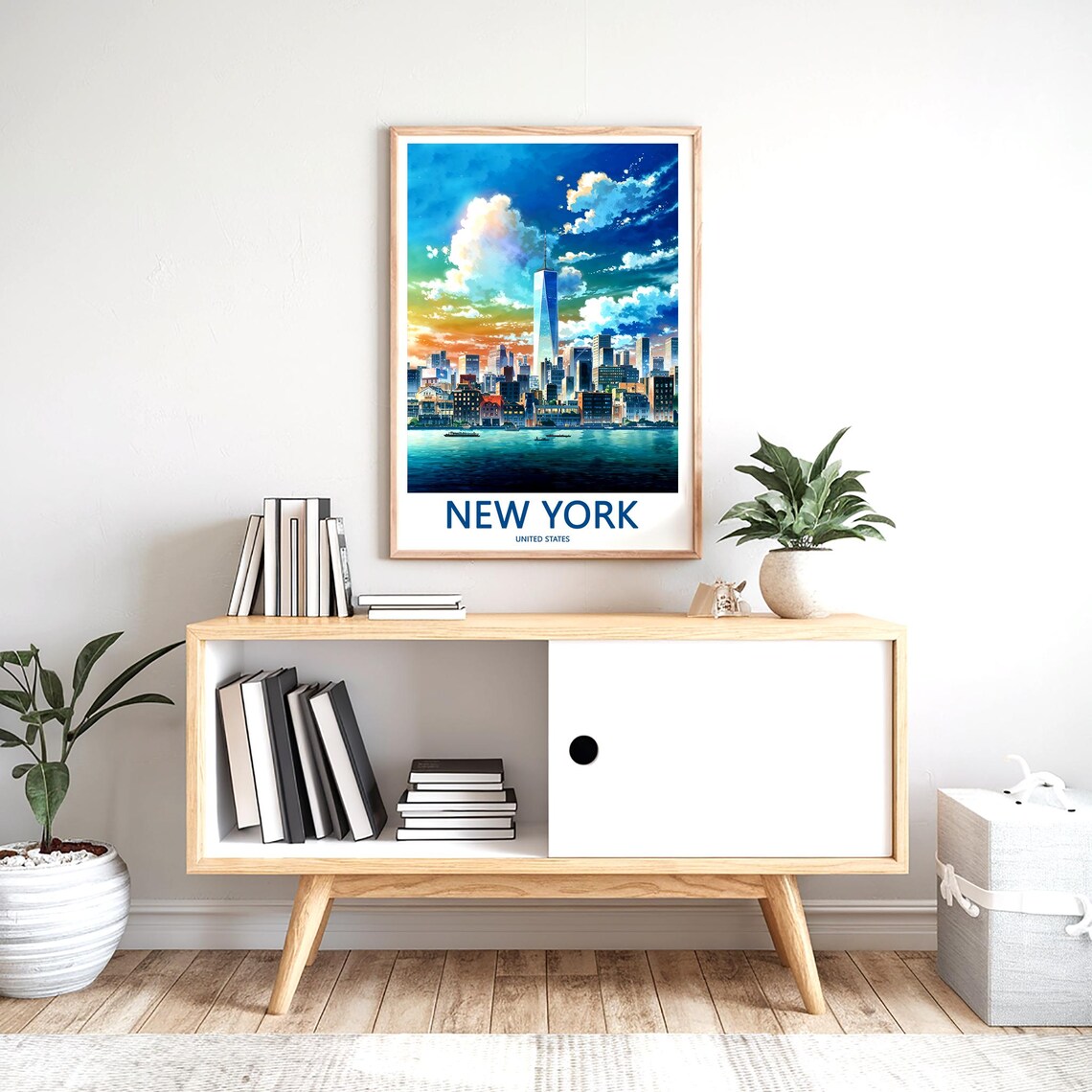 New York One World Trade Center Sunset Harbor Skyline Travel Poster - Image 2