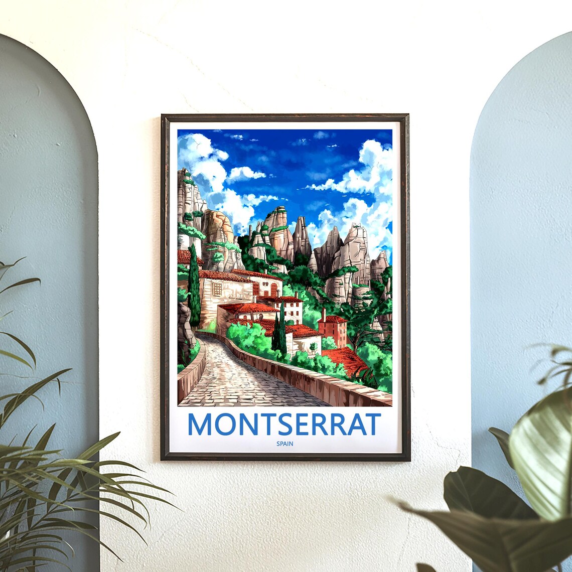 Montserrat Monastery Path Beneath the Serrated Peaks Travel Poster - Image 3