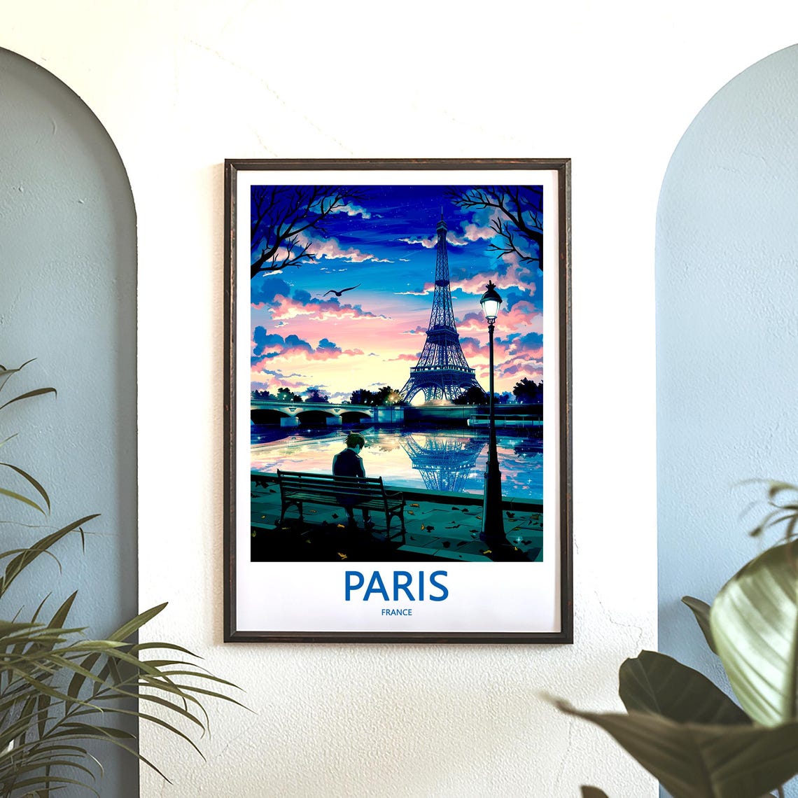 Paris Eiffel Tower Sparkling Night Scene Over the Seine Poster - Image 3