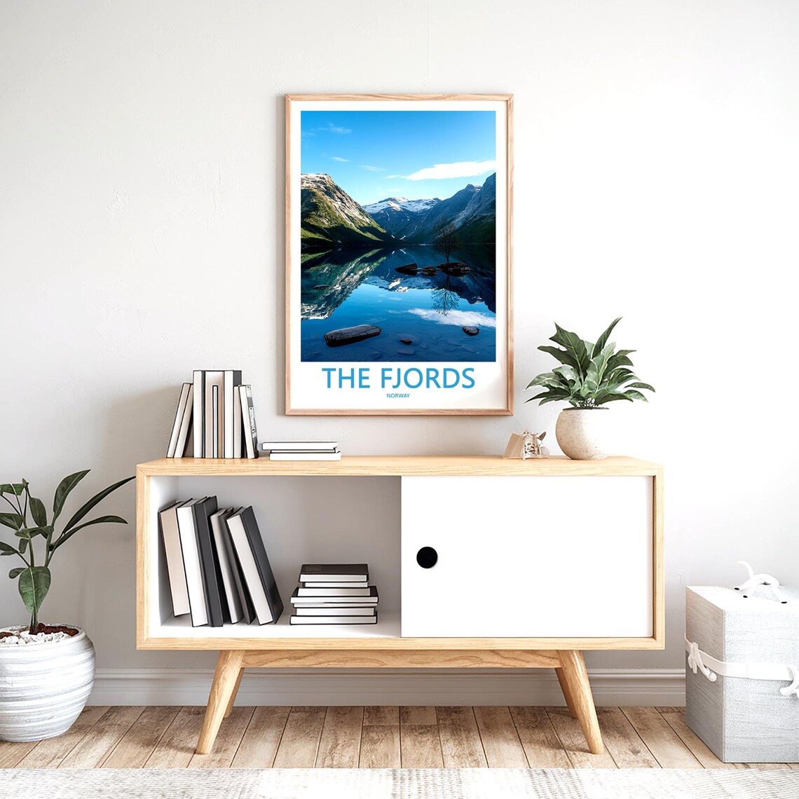 The Fjords Norway Mirror Lake Lone Tree Photo Travel Art Poster - Image 2