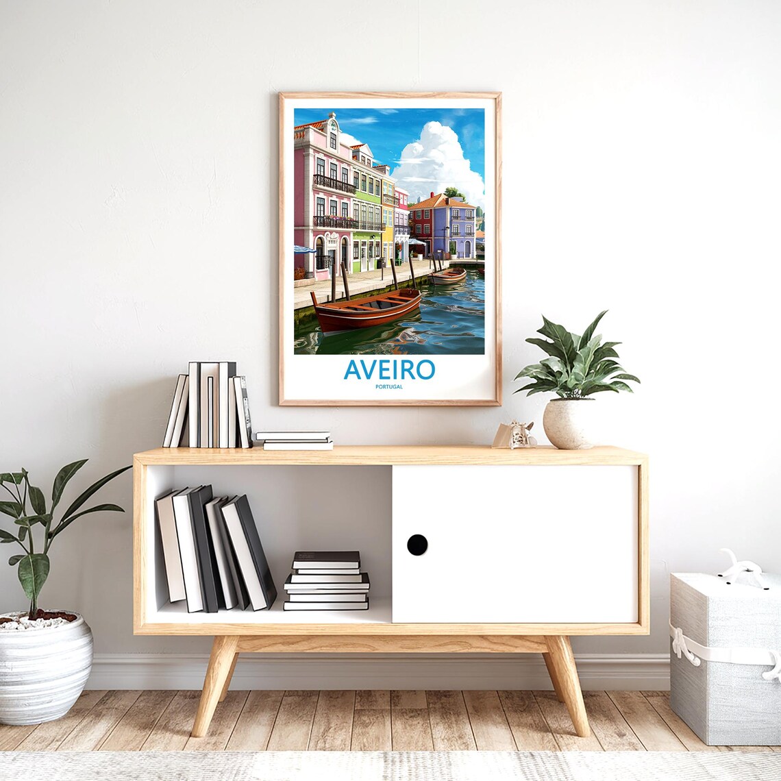 Aveiro Portugal Pink Art Nouveau Facades Canal Boats Travel Poster - Image 2