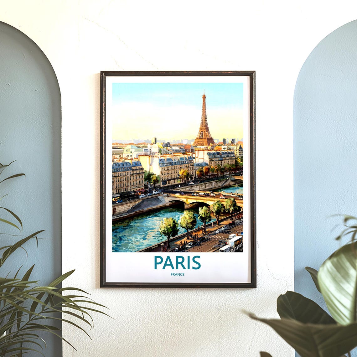Paris Eiffel Tower Seine Sunset Warm Painterly Cityscape Poster - Image 3