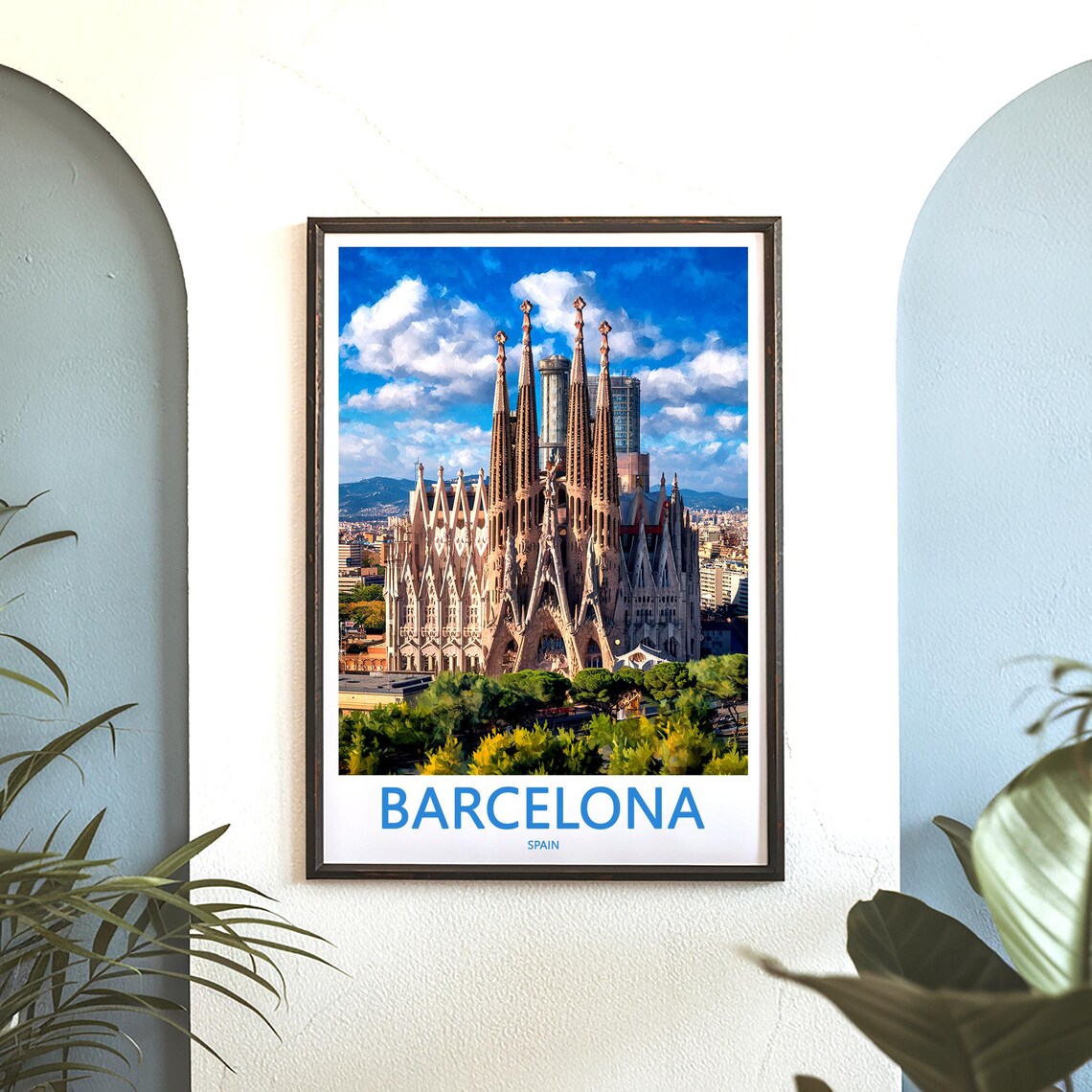 Barcelona Sagrada Familia Elevated View City Skyline Travel Poster - Image 3