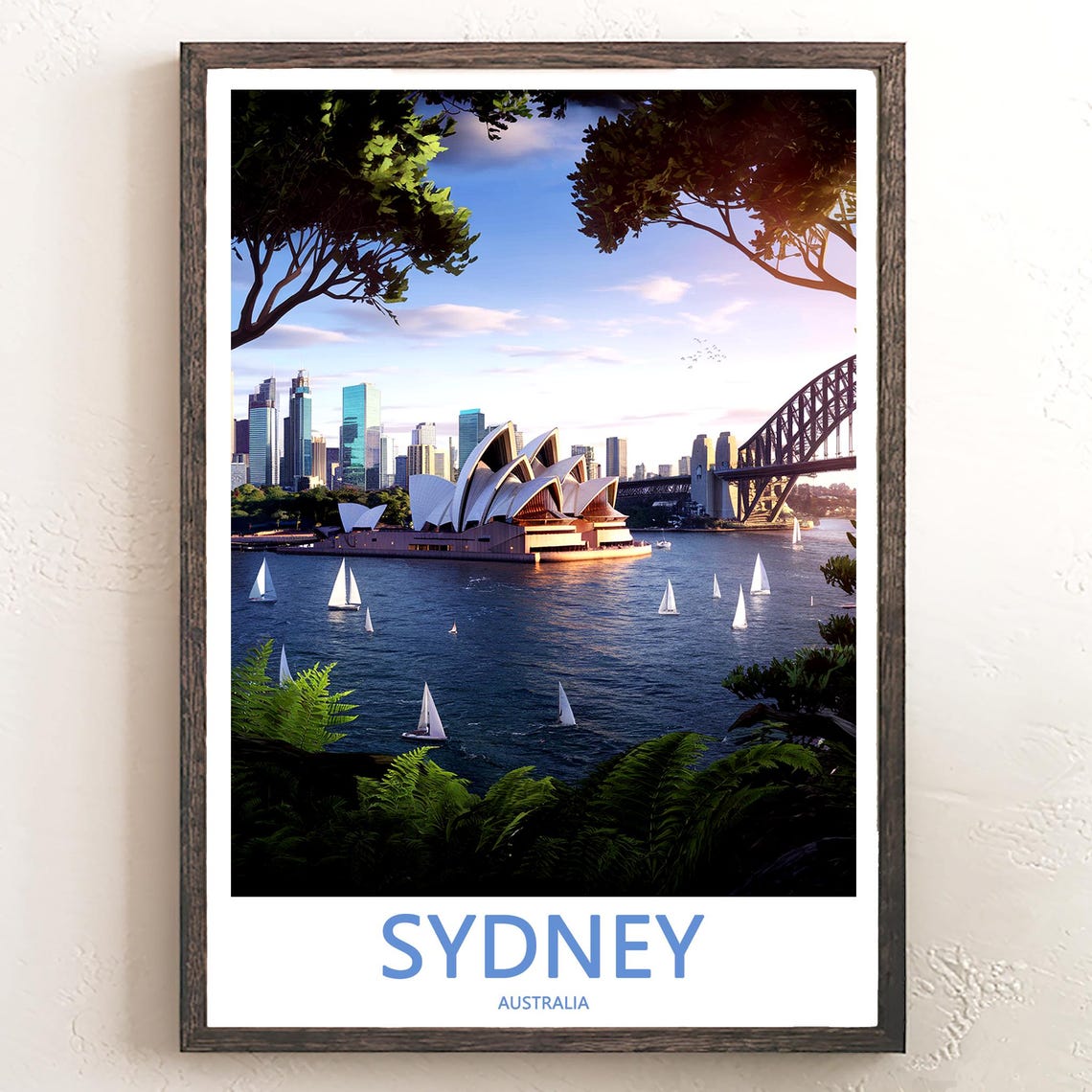 Sydney Opera House and Harbour Bridge in Warm Sunset Light Poster