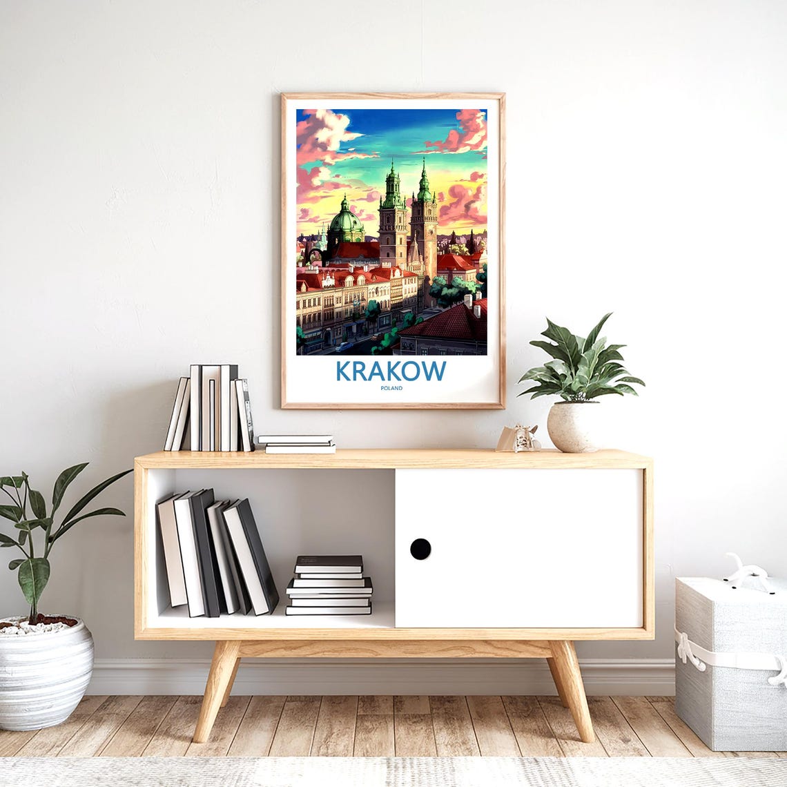 Krakow St Marys Basilica Twin Towers at Sunset Travel Poster - Image 2