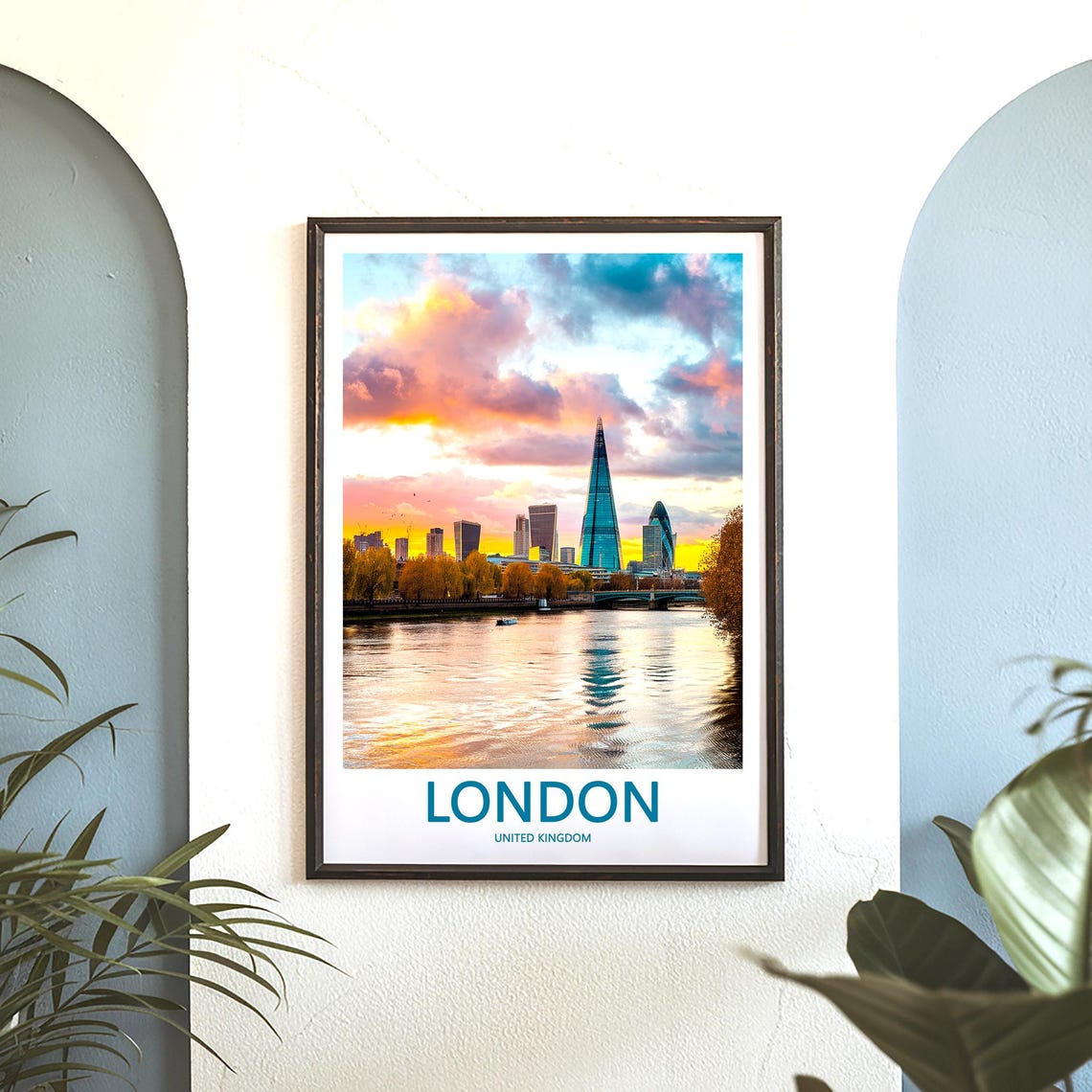 London City Skyline Sunset Wide Panorama Over the Thames Poster - Image 3