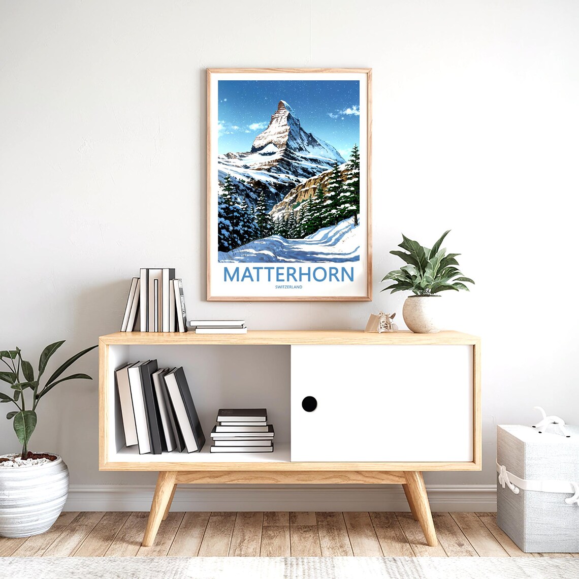 Matterhorn Snowy Pine Forest Winter Wonderland Switzerland Poster - Image 2