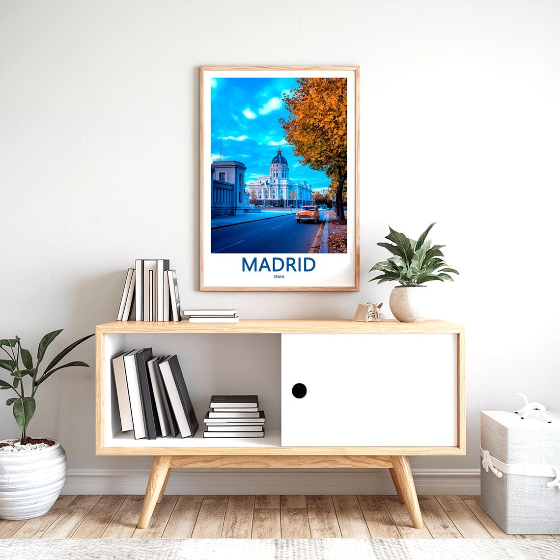 Madrid White Palace Blue Dome Autumn Street Photo View Poster - Image 2