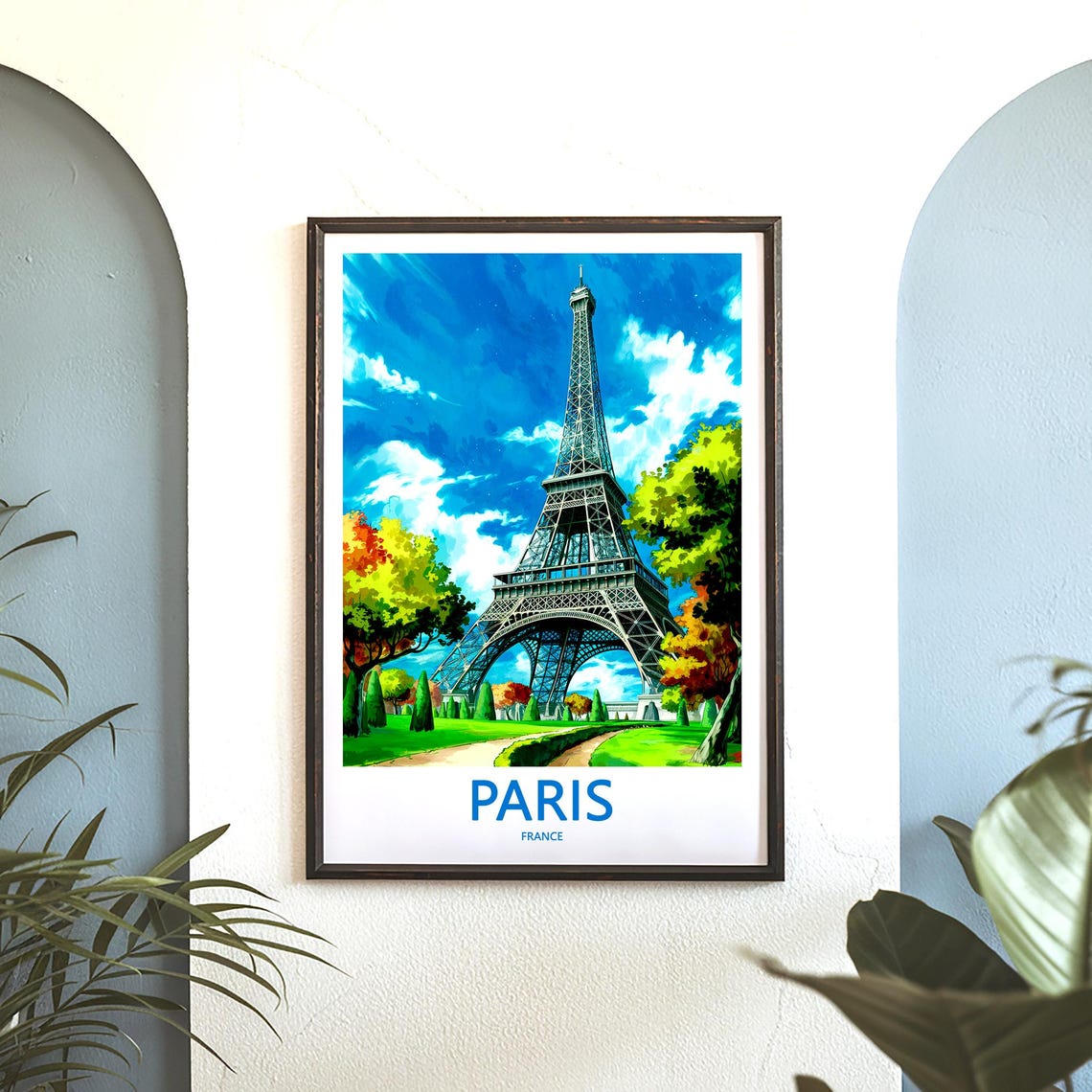 Eiffel Tower Viewed from Below Through Green Park Gardens Poster - Image 3