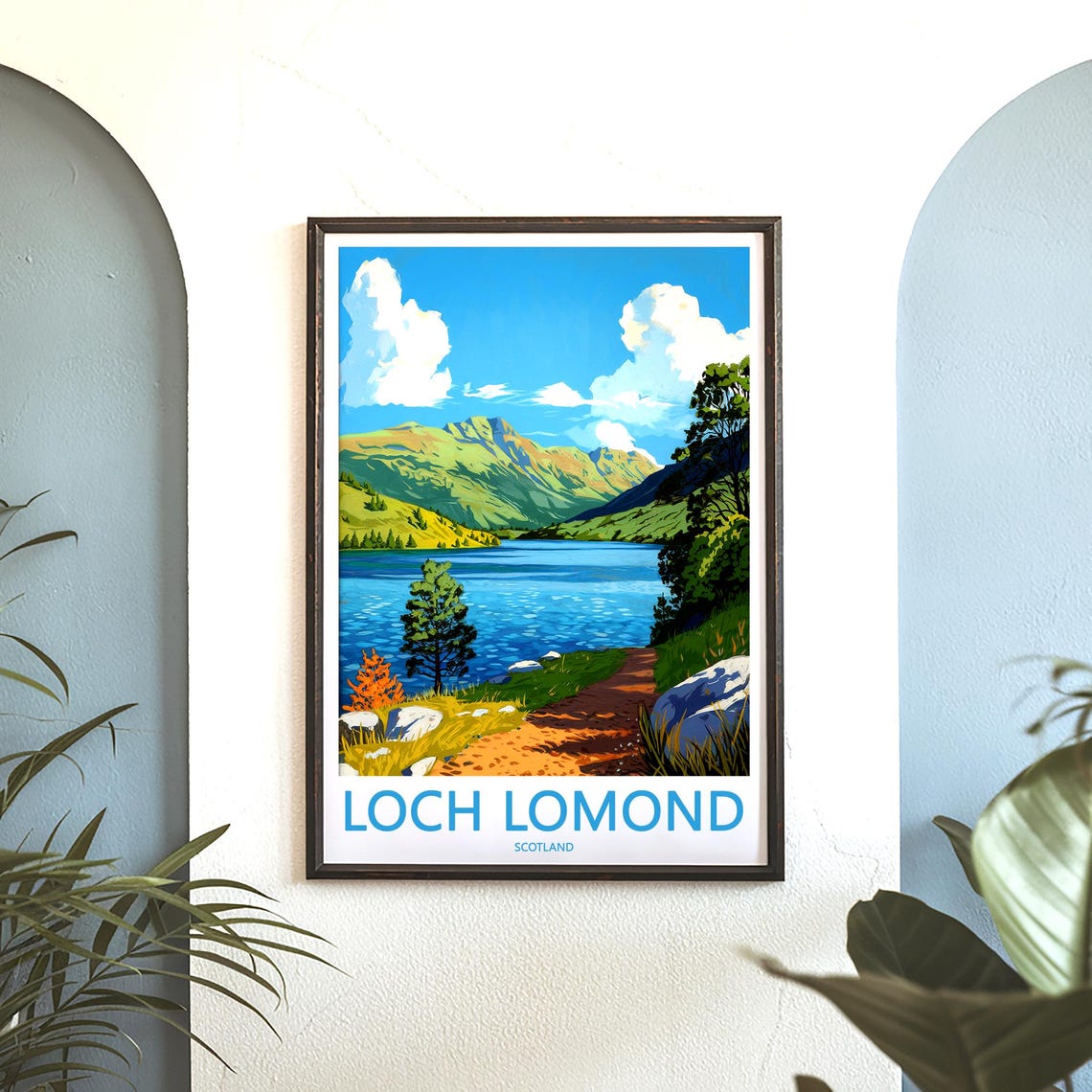 Loch Lomond Scotland Sunlit Lakeshore Pine Path Vista View Poster - Image 3