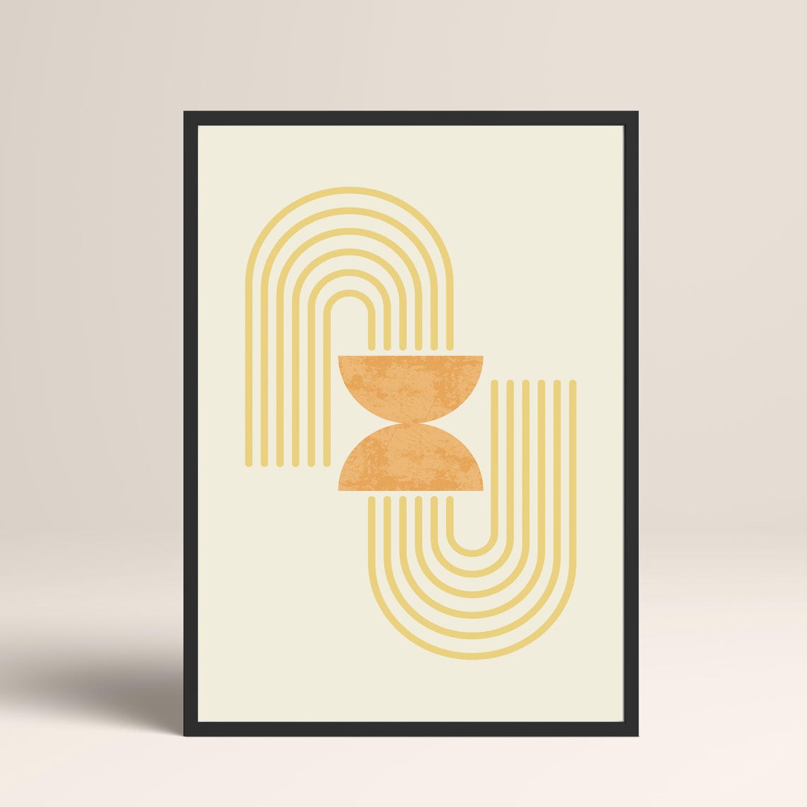 Mustard Yellow Rainbow Arches Mid Century Boho Wall Poster Art - Image 3