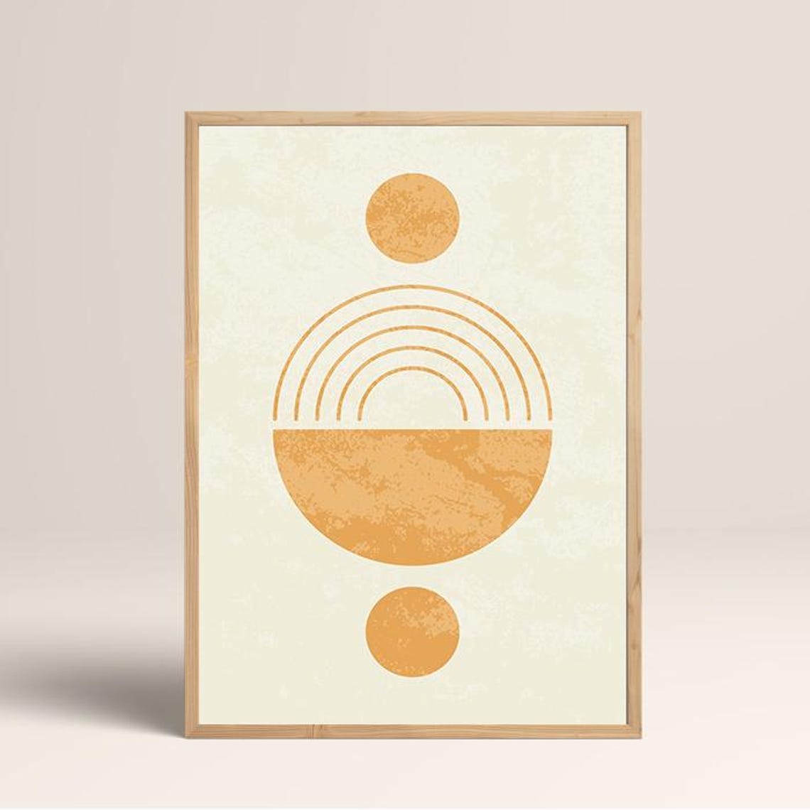 Burnt Orange Geometric Sun Arch Design Mid Century Boho Wall Art - Image 2