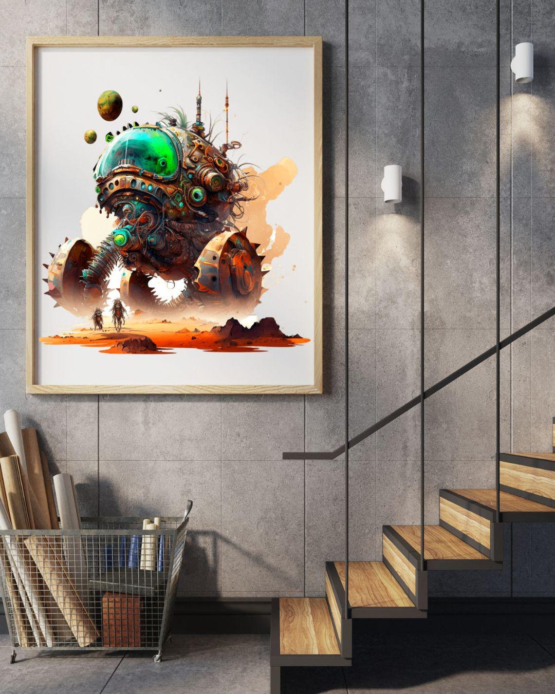 Steampunk Robot Explorer Alien Desert Planet Sci Fi Poster Art - Image 3