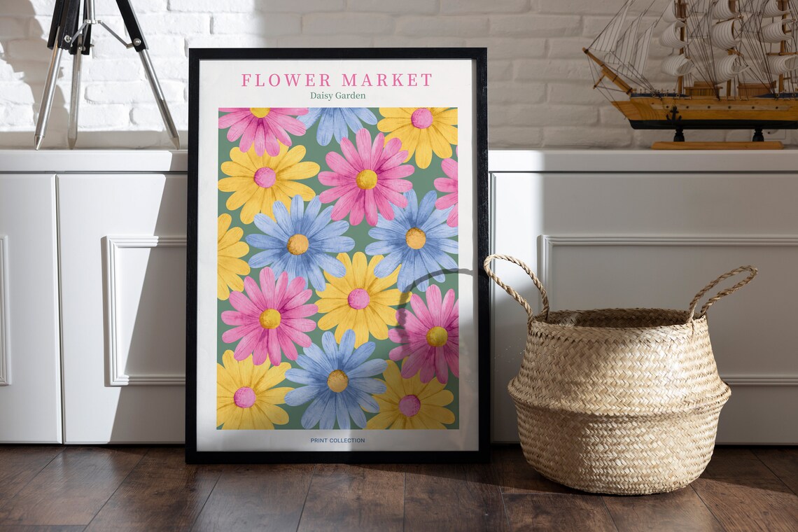 Flower Market Poster, Botanical Flower Garden Print