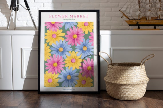 Flower Market Poster, Botanical Flower Garden Print